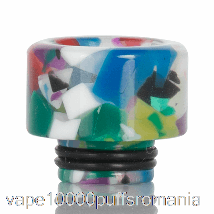 Vape Romania 510 Widebore Resin Drip Tip Mozaic Curcubeu Transparent